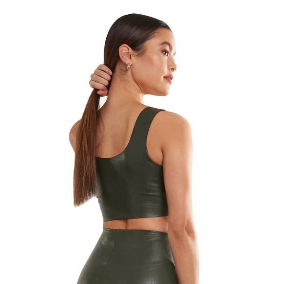 NEW COMMANDO faux leather crop top in pine - Picture 3 of 3